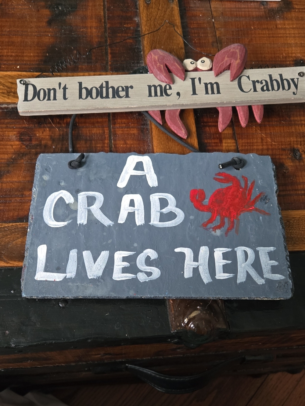 Crab Signs Crabby Slate And Wood A Crab Lives Here, Don't Bother Me, I'm Crabby